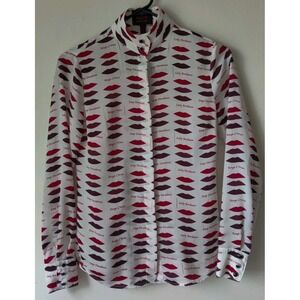 Banana Republic L'Wren Scott Women's‎ Petite Red Lips Love Novelty Blouse Sz 00P